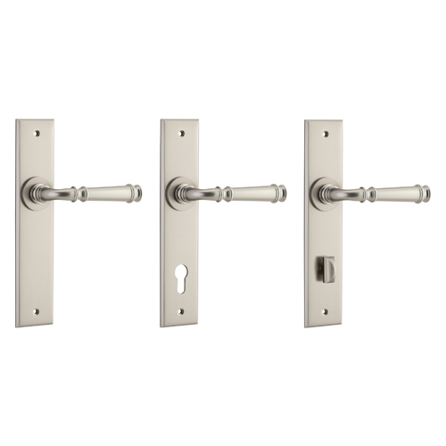 Iver Verona Door Lever Handle on Chamfered Backplate Satin Nickel