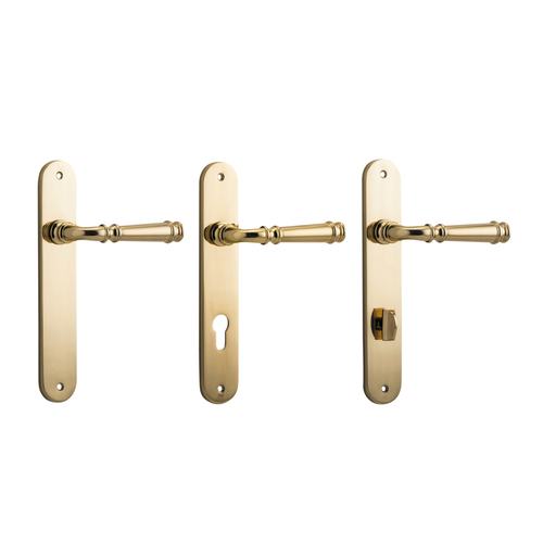 Iver Verona Door Lever Handle on Oval Backplate Polished Brass