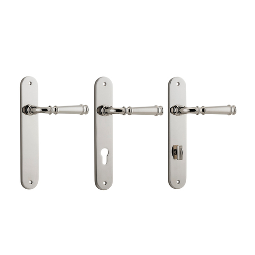 Iver Verona Door Lever Handle on Oval Backplate Polished Nickel