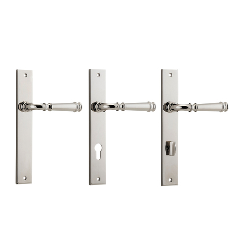 Iver Verona Door Lever Handle on Rectangular Backplate Polished Nickel