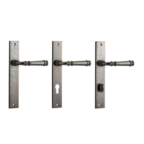 Iver Verona Door Lever Handle on Rectangular Backplate Distressed Nickel