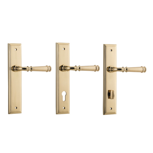 Iver Verona Door Lever Handle on Stepped Backplate Polished Brass