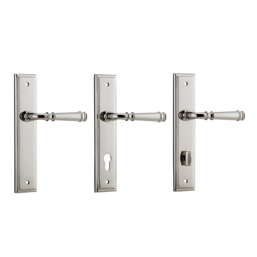 Iver Verona Door Lever Handle on Stepped Backplate Polished Nickel