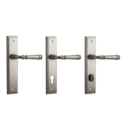 Iver Verona Door Lever Handle on Stepped Backplate Satin Nickel