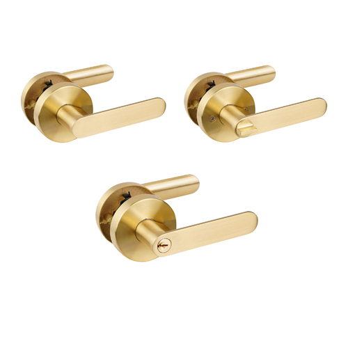 Trio Olympus Door Lever Handle on Round Rose Matt Gold - Available in Various Functions