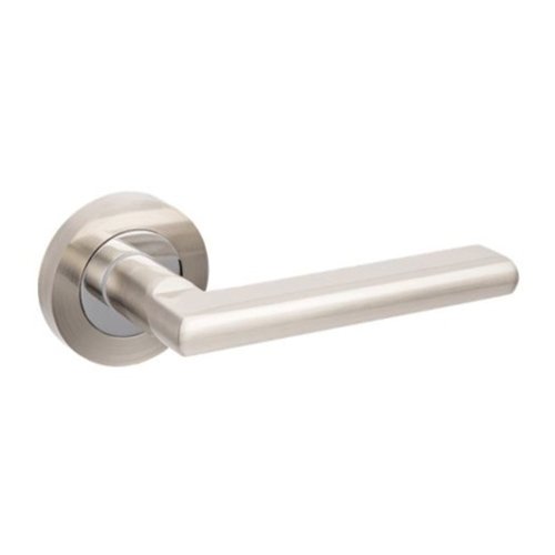 Restocking Soon: ETA End September - Zanda Epic Door Lever Handle on Round Rose Leverset Only Brushed Nickel/Chrome Plate 10020.BNCP