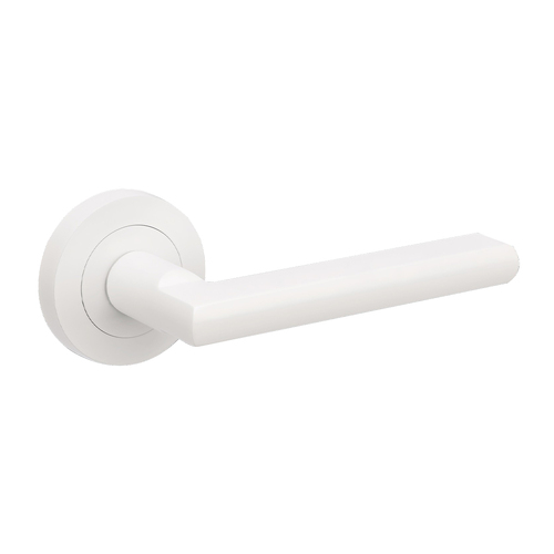 Zanda Epic Door Lever Handle on Round Rose Leverset Only Matt White 10020.WHT