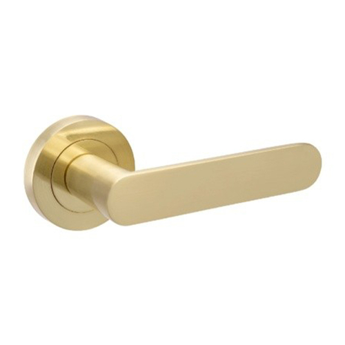 Restocking Soon: ETA End November - Zanda Duke Door Lever Handle on Round Rose Leverset Only Satin Brass 10090.SB