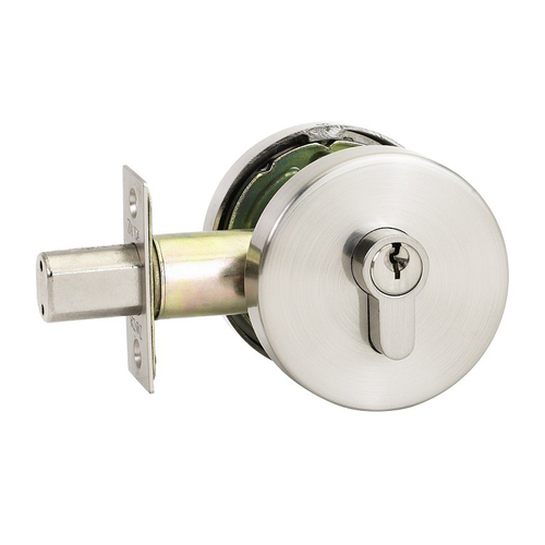 Zanda Triad Round Slimline Double Deadbolt Key/Key Brushed Nickel 11519.BN