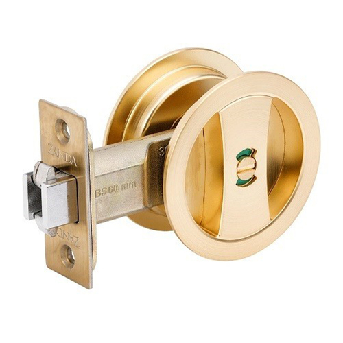 Zanda Round Cavity Slider Privacy Set Satin Brass 5327.SB