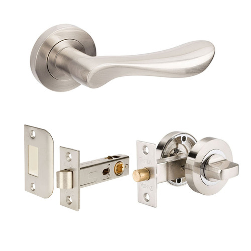 Restocking Soon: ETA Early November - Zanda Juno Door Handle Lever Privacy Set Brushed Nickel 7037BN